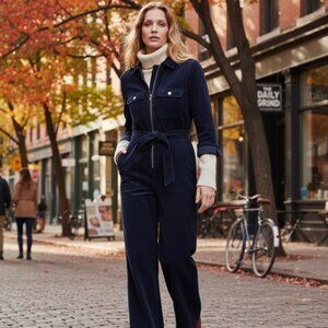 Boden Cord Utility Jumpsuit Navy Blue Corduroy Jumpsuit Size 12